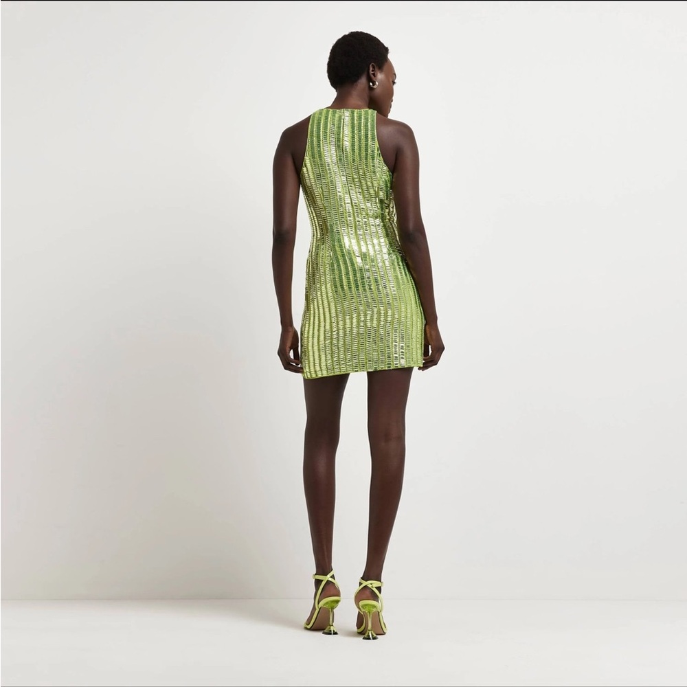 River Island Lime Green Sequin Dress - Picture 6 of 9